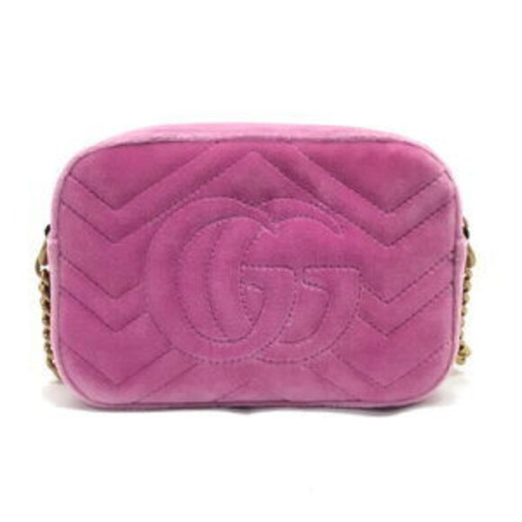 Gucci Velvet Shoulder Bag Beads Pink - Picture 2 of 8